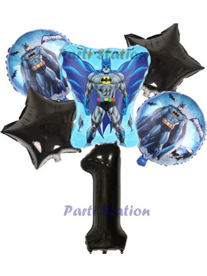 Parti Station Siyah Rakam Balonlu Yarasa Batman Konsept 1 Yaş Doğum Günü Parti Balon Set Batman Tema Parti Set