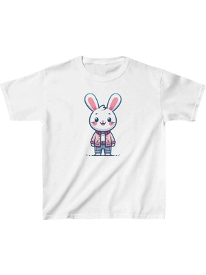 Luz&Pos Unisex Çocuk Baskılı T-Shirt - Beyaz