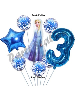 Parti Station Frozen Karlar Ülkesi Elsa Konsept Doğum Günü Balon Set 3 Yaş Elsa Karlar Ülkesi Balon Set