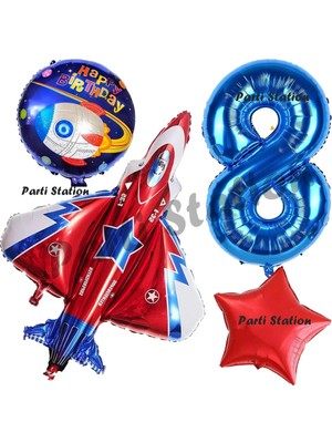 Parti Station Uzay Konsept Roket Balon 8 Yaş Doğum Günü Set Galaksi Uzay Mekiği Balon Konsept Doğum Günü Set