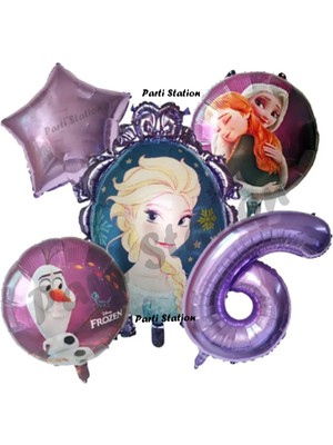 Parti Station Frozen Karlar Ülkesi Elsa Konsept Mor Doğum Günü Balon Set 6 Yaş Elsa Karlar Ülkesi Balon Set