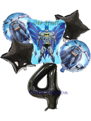 Parti Station Siyah Rakam Balonlu Yarasa Batman Konsept 4 Yaş Doğum Günü Parti Balon Set Batman Tema Parti Set