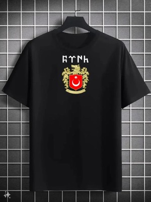 Luz&Pos Unisex Bisiklet Yaka Baskılı Oversize T-Shirt - Siyah