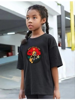 Luz&Pos Çocuk Unisex Baskılı T-Shirt - Siyah