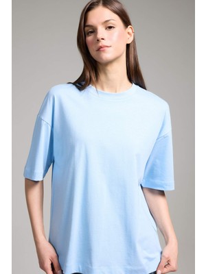 DeFacto Oversize Bisiklet Yaka Basic Düz Penye Kısa Kollu Tişört C0099AX26SM