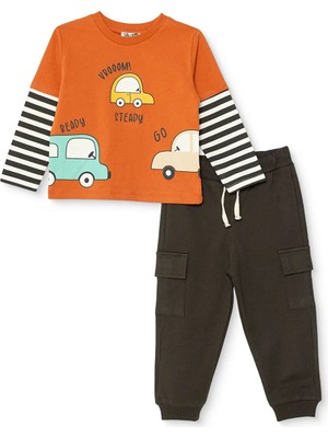 Hellobaby Hellobaby, Erkek, Eşofman Takımı, Araba Baskılı, Little Car, Bisiklet Yaka, Uzun Paça, Uzun Kol