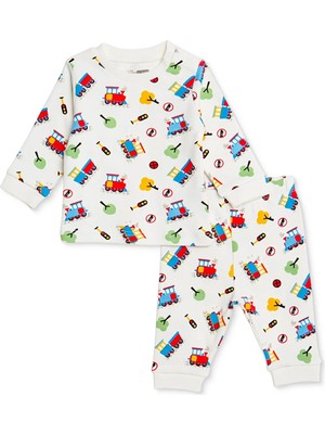Hellobaby Hellobaby, Erkek, Uzun Kol Pijama Takımı, Taşıtlar Baskılı, Çıtçıtlı, Bisiklet Yaka, Uzun Paça, Uzun Kol