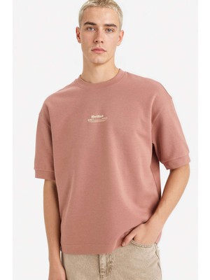 DeFacto Pamuklu Nefes Alabilen Loose Fit Baskılı Tişört F8147AX26SP