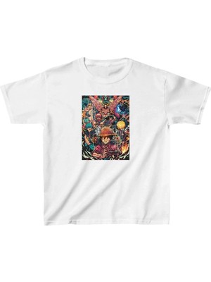 Luz&Pos Unisex Çocuk Baskılı T-Shirt - Beyaz