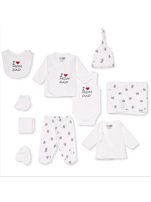 Hellobaby Hellobaby, Unisex, 10LU Hastane Çıkışı, Slogan Baskılı, Çıtçıtlı, V Yaka, Uzun Paça, Uzun Kol