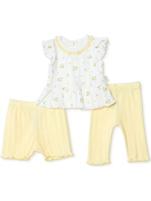 Bebetto Bebetto, Kız, Bluz-Tayt, Çiçek Baskılı, Çıtçıtlı, Bloom, Fırfırlı Yaka, Uzun Paça, Kısa Kol