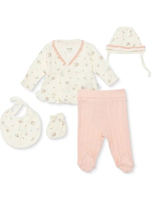 Bebetto Bebetto, Kız, 5li Askı Hastane Çıkışı, Çiçek Baskılı, Çıtçıtlı, Bloom, Zarf Yaka, Uzun Paça, Uzun Kol