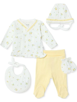 Bebetto Bebetto, Kız, 5li Askı Hastane Çıkışı, Çiçek Baskılı, Çıtçıtlı, Bloom, Zarf Yaka, Uzun Paça, Uzun Kol