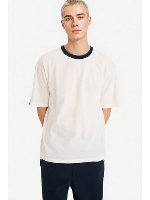 DeFacto Boxy Fit Bisiklet Yaka Pike Kısa Kollu Tişört F8673AX26SP