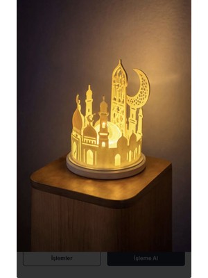 Belle Vie Bella Vie Store Cami ve Hilal Figürlü LED Masa Lambası — Dekoratif Ramazan Gece Lambası, Ortam Aydınlatması