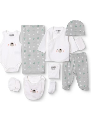 Hellobaby Hellobaby Erkek Bebek 10LU Hastane Çıkışı Hayvan Baskılı Çıtçıtlı V Yaka Uzun Paça Uzun Kol