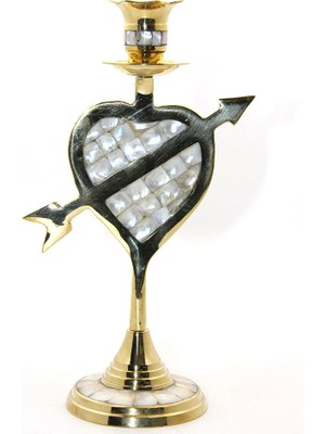 Luz&Pos Pirinç Sedefli Tekli Şamdan 20 cm