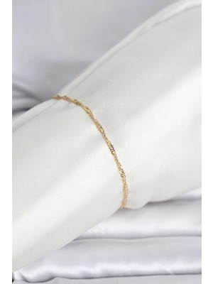 Bilfold cm 14K Gold Renk Ezme Burgu Zincir Model Kadın Bileklik