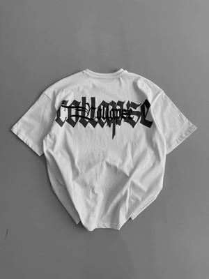 Luz&Pos 20/1 Penye Compack Baskılı Oversize Bisiklet Yaka Kısa Kol Yazlık T-Shirt - Beyaz