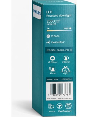 Philips Phılıps Meson Gömme Spot 20CM 23,5W 6500K Beyaz Işık