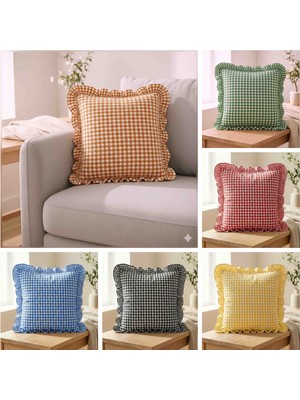 Ayzen Home 4 Adet Zefir Kumastan Fırfırlı Pötikare Kırlent Kılıfı 40X40