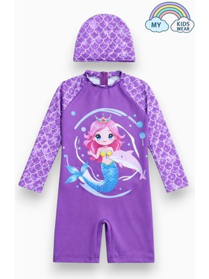 My Kids Wear Kız Çocuk Uzun Kollu Mayo ve Bone-Set 3-10 Yaş 12600