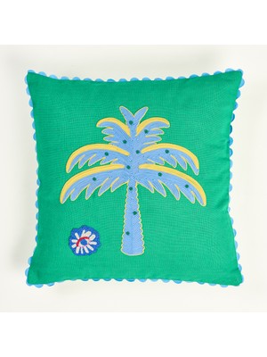 Zsa Zsa Zsu Hansı Dijital Baskılı Nakışlı Pamuk Dolgulu Kırlent 50x50 Cm Yeşil