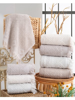 Hazangülü Collection Buldan Üretimi Çeyizlik Lüks Jakarlı Perla 4'lü El/yüz Havlusu I 50X90