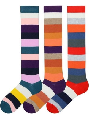 Bross Çember Desenli Kadın 3lü Dizaltı Çorap ONL-02753