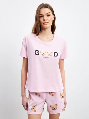 Lc Waikiki Yeni Sezon Ayı Teddy Baskılı Kadın Şortlu Pijama Takımı