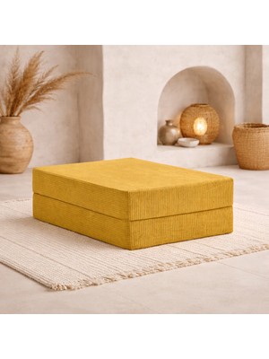 Dechome 80X80 Modüler Puf | Fitilli Kadife | 36 cm Yükseklik | Orta Sert Sünger | Yıkanabilir & Silinebilir Kılıf | Çökme Yapmaz