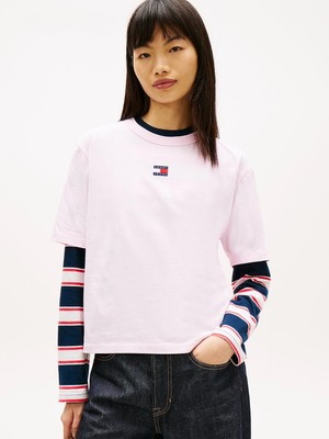 Tommy Hilfiger Tjw Kutulu Kesim Amblemli Kadın Pembe T-Shirt DW0DW22202TN9