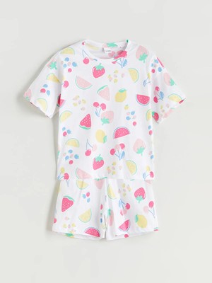 Lc Waikiki Yeni Sezon Bisiklet Yaka Kız Çocuk Şortlu Pijama Takımı