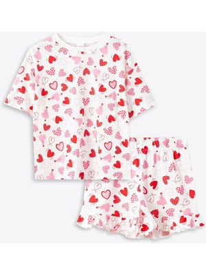 Lc Waikiki Yeni Sezon Bisiklet Yaka Kız Çocuk Şortlu Pijama Takımı