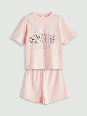 Lc Waikiki Yeni Sezon Bisiklet Yaka Kız Çocuk Şortlu Pijama Takımı