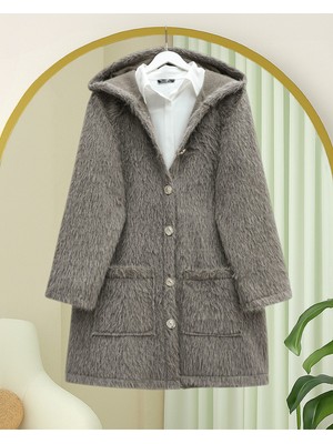 Modamorfo Kapşonlu Gold Düğmeli Cepli Sakallı Kap -Toprak