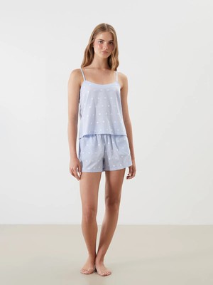 Lc Waikiki Yeni Sezon U Yaka Puantiyeli Askılı Kadın Şortlu Pijama Takım