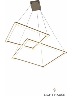 Light House Çift Kare LED Salon Avizesi 3 Renk Modlu