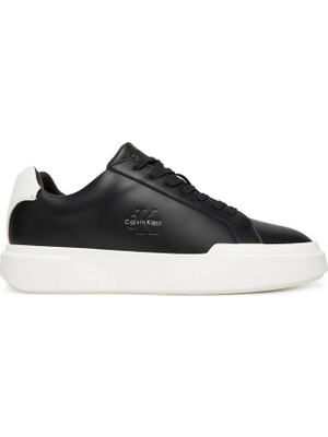 Calvin Klein Chunky Cupsole Bağcıklı Deri Erkek Siyah Sneaker YM0YM01344-06W