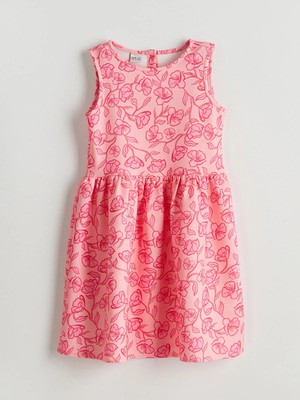 Lc Waikiki Yeni Sezon Bisiklet Yaka Çiçekli Kız Çocuk Elbise