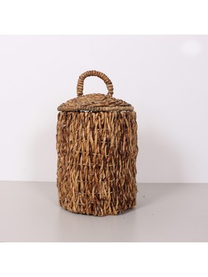 Mylamp Olimpos Doğal Abaka 27X41 cm Kapaklı Çamaşır ve Dekorasyon Sepeti
