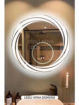 60 cm Beyaz Zarif Dairesel Işıklı Duvar Aynası