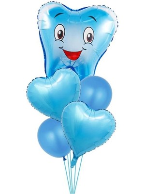 Parti Station Diş Buğdayı Balon Set Ilk Dşim Folyo Balon Set Konsept Doğum Günü Set Yaş Balon
