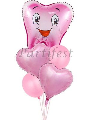 Parti Station Diş Buğdayı Balon Set Ilk Dşim Folyo Balon Set Konsept Doğum Günü Set Yaş Balon