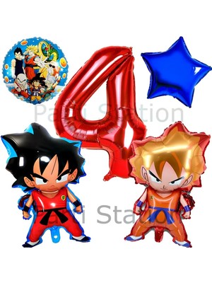 Parti Station Anime Dragon Ball 4 Yaş Balon Set Son Goku ve Vegeta Balon Dragon Ball Konsept Doğum Günü Balon