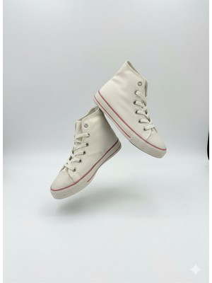 Rexba Beyaz Kanvas High-Top Sade Şık Özgür Beyaz  Kanvasın  En Safhali