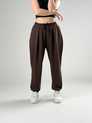 Cocopelli Pileli Kahve Kadın Jogger Pantolon COC2848