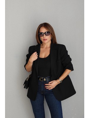 Purple By Banu Siyah Oversize Blazer Ceket