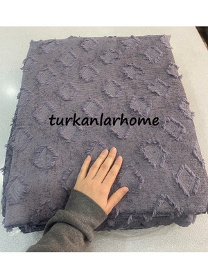 Türkanlar Home Şönil Jakarlı Koltuk Örtüsü - Kaymaz Taban Bohem Kare Desen Antrasit 200X170 cm