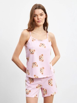 Lc Waikiki Yeni Sezon Ayı Teddy Baskılı Kadın Şortlu Pijama Takımı